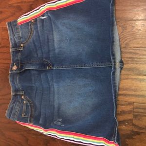 Rainbow sided jean skirt